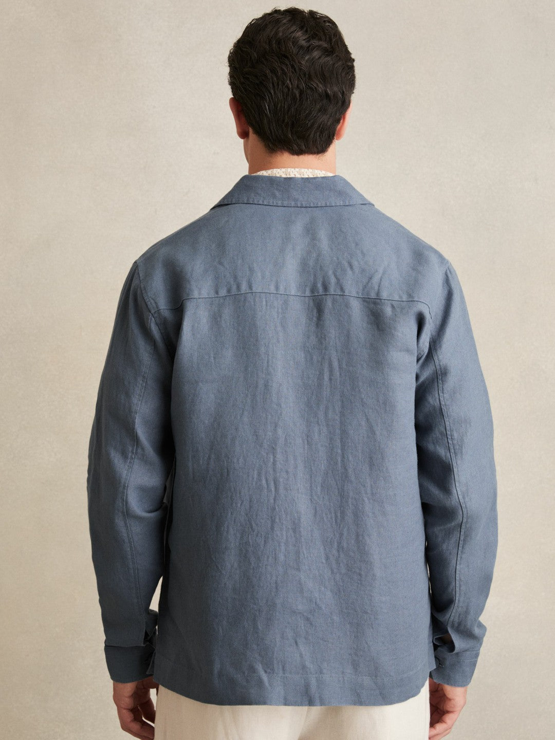 Linen Twin-Pocket Overshirt Airforce Blue | Mens