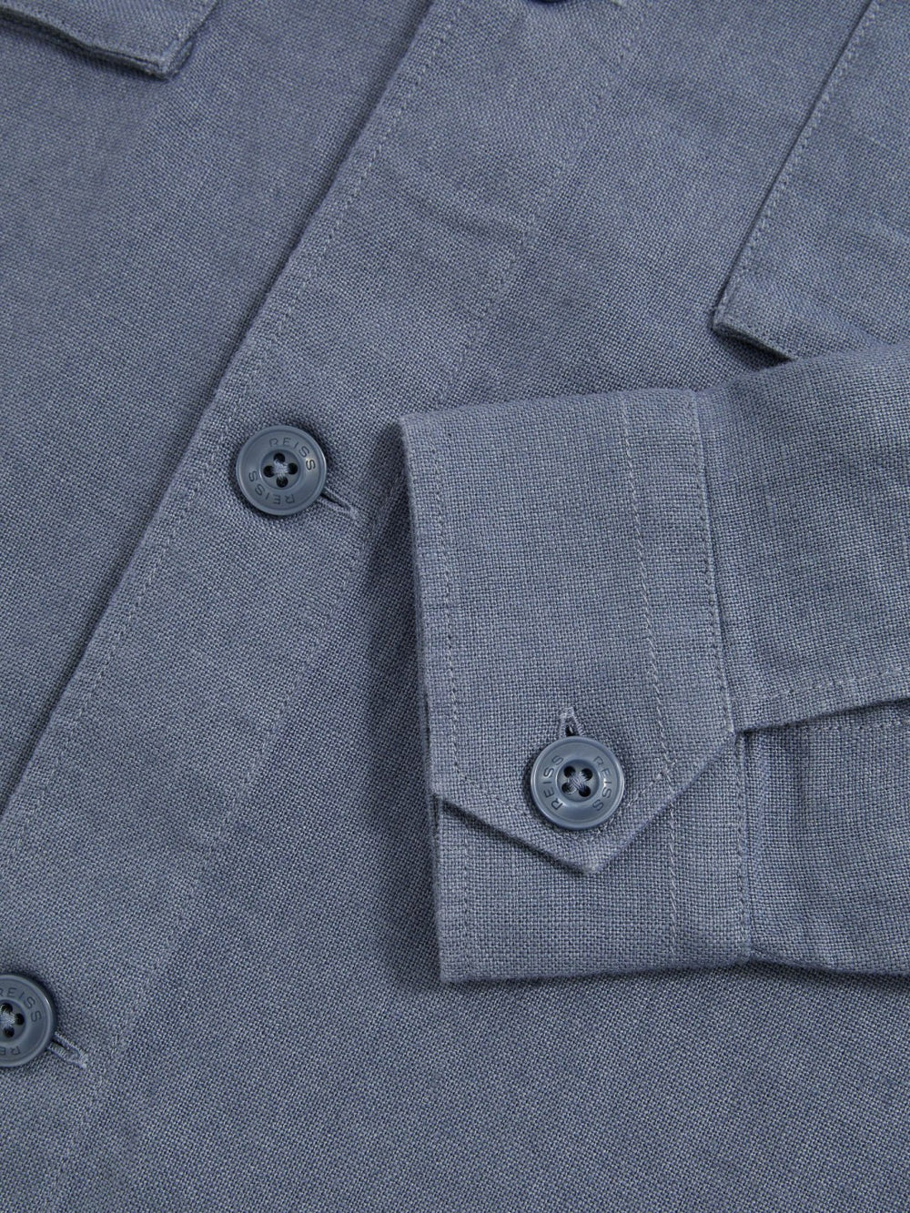 Linen Twin-Pocket Overshirt Airforce Blue | Mens