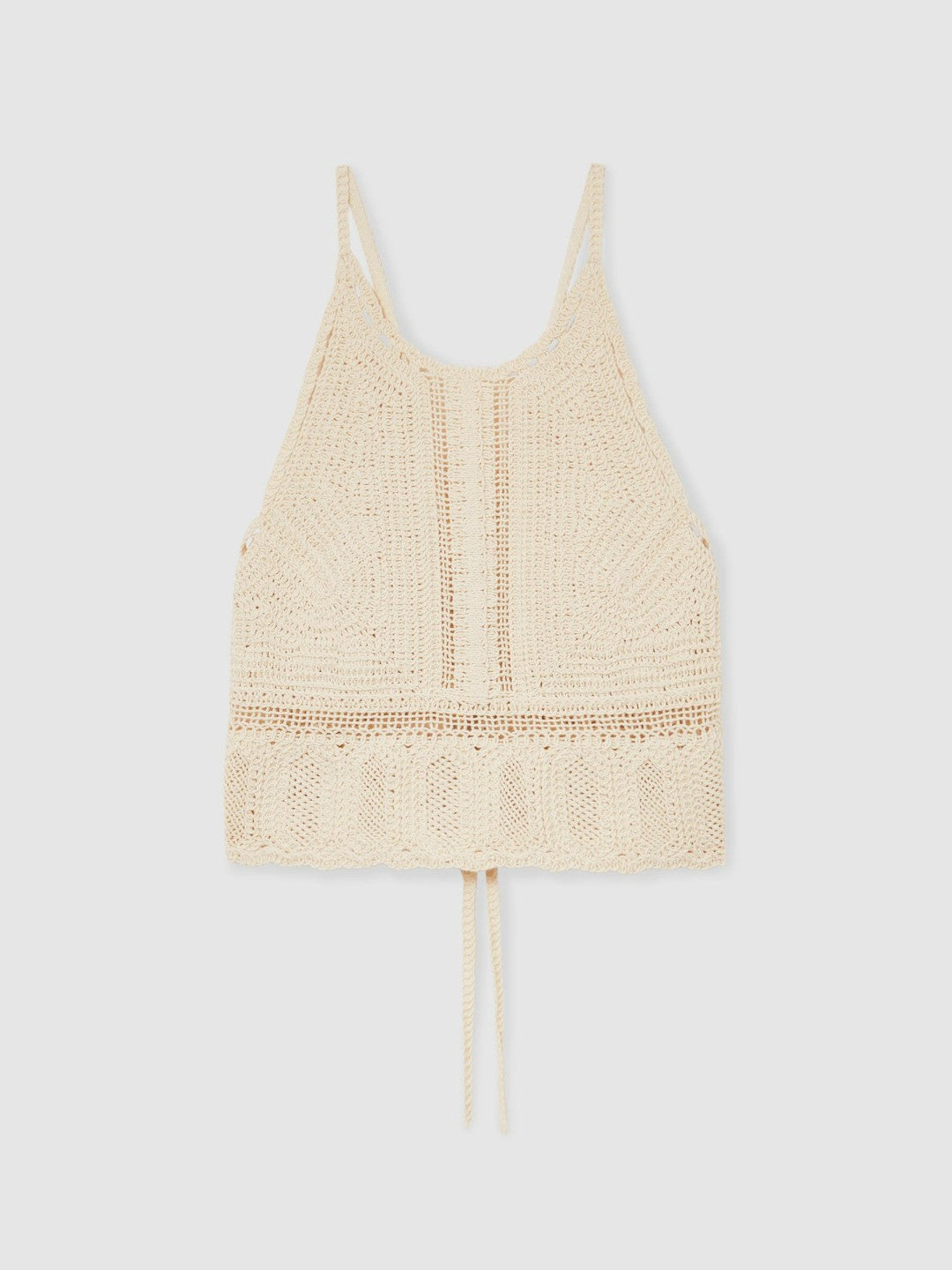 Cotton Crochet Tie-Back Cropped Top Cream | Womens
