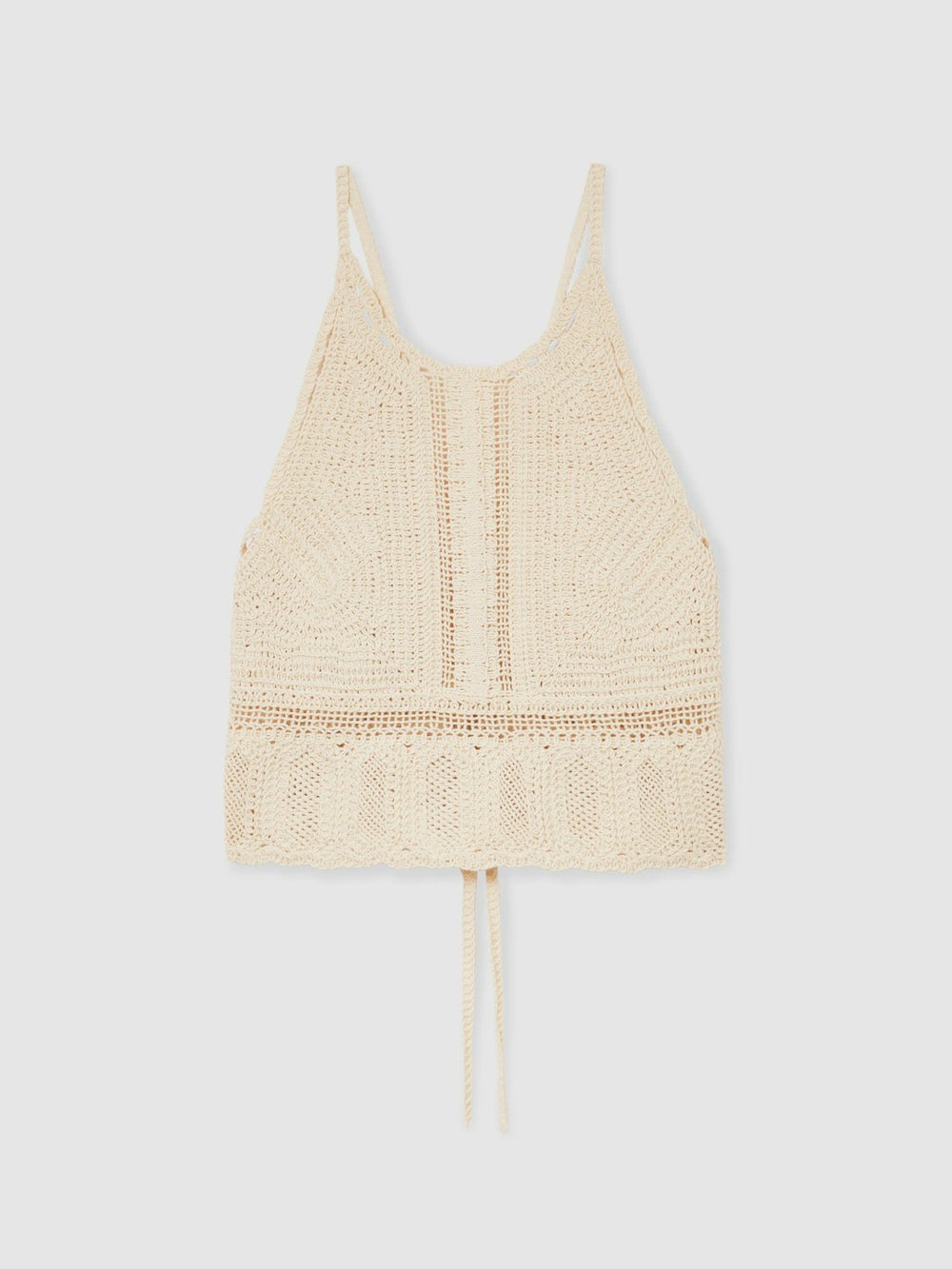 Cotton Crochet Tie-Back Cropped Top Cream | Womens