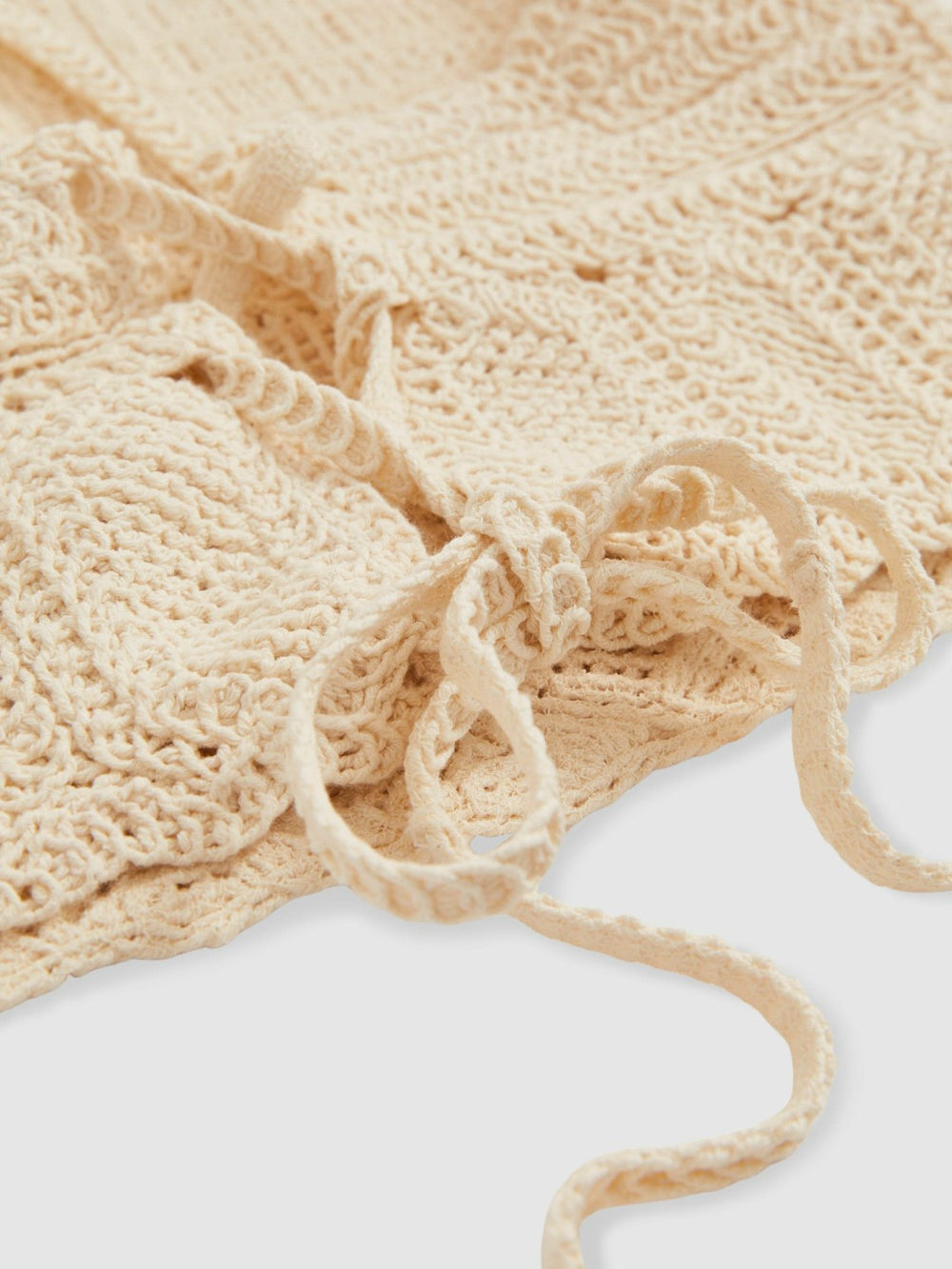Cotton Crochet Tie-Back Cropped Top Cream | Womens