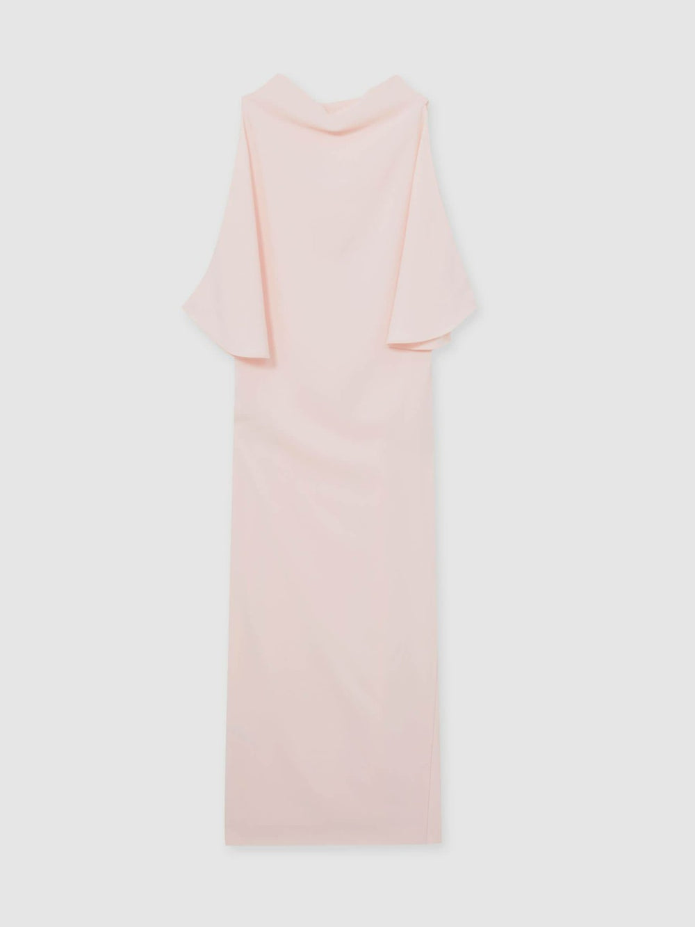 Draped-Front High-Neck Midi Dress Pale Pink | Womens
