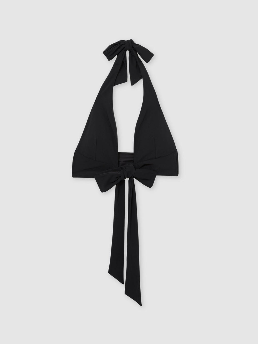 Plunge Tie Halterneck Bikini Top Black | Womens