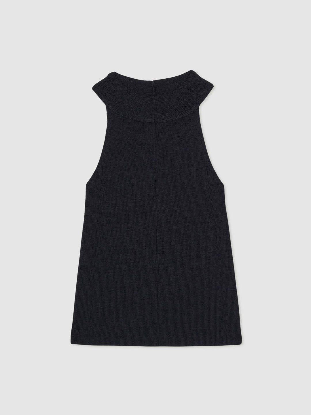 Rib Knit High Neck Vest Navy | Womens