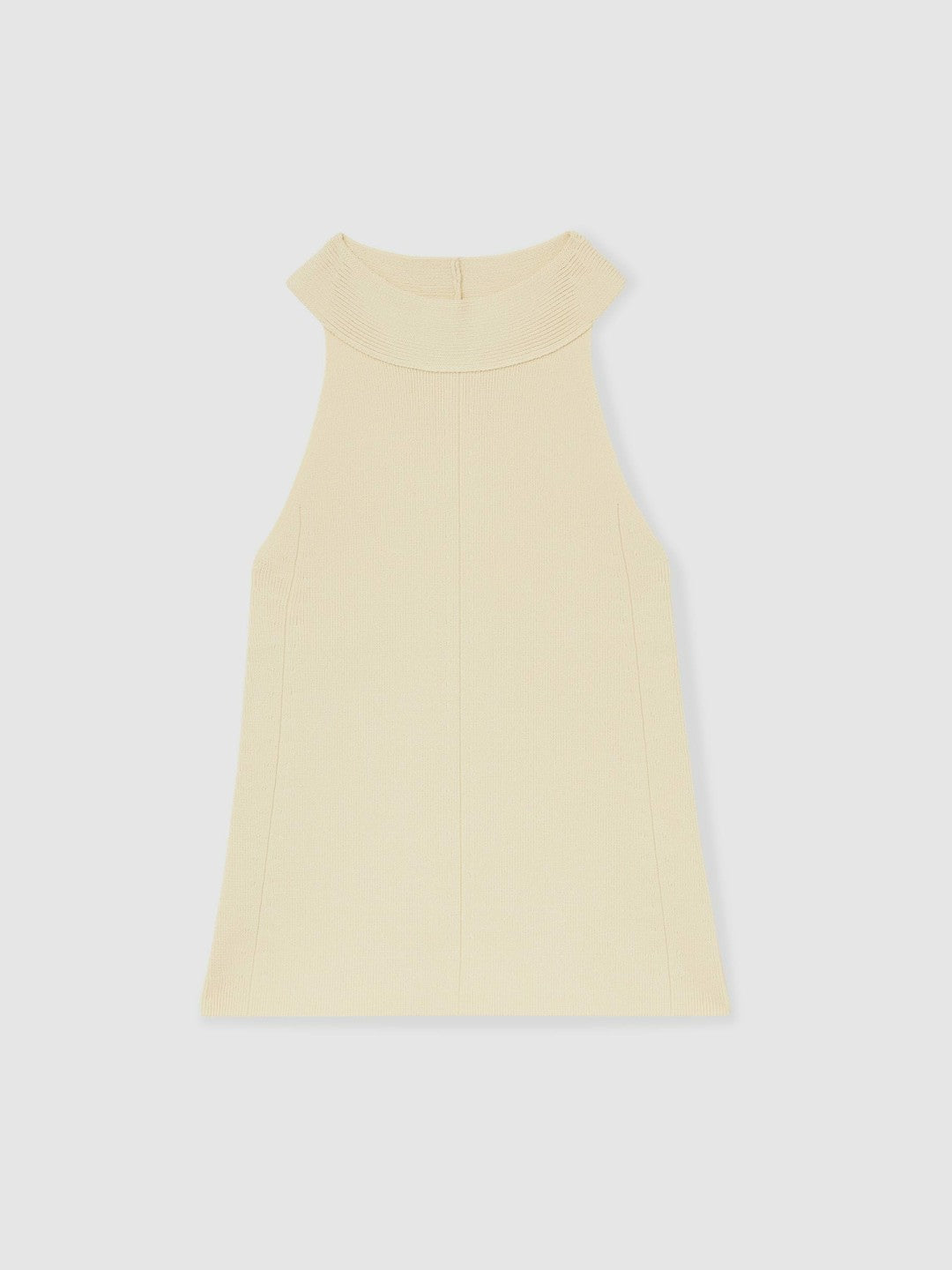 Rib Knit High Neck Vest Ivory | Womens
