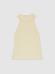 Rib Knit High Neck Vest Ivory | Womens