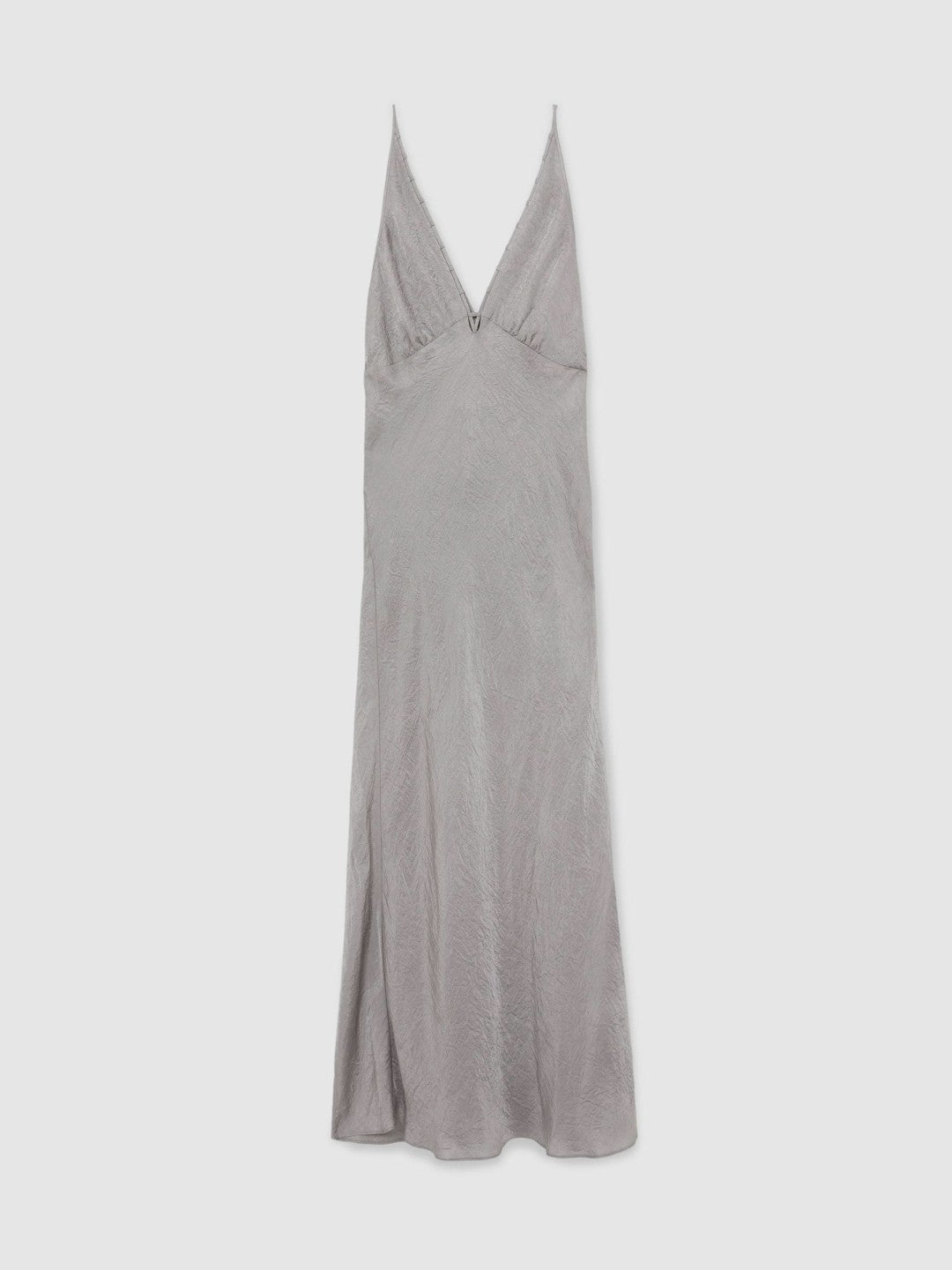 Crushed Satin Tie Back Slip Dress Grey | Womens