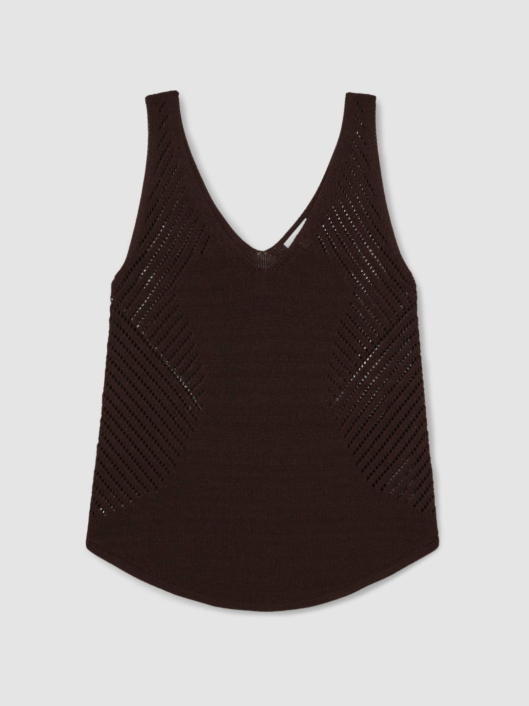 Cotton Blend Open Knit Vest Chocolate Brown | Womens