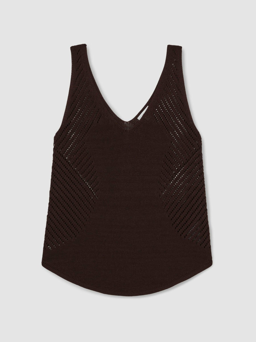 Cotton Blend Open Knit Vest Chocolate Brown | Womens