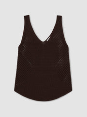 Cotton Blend Open Knit Vest Chocolate Brown | Womens