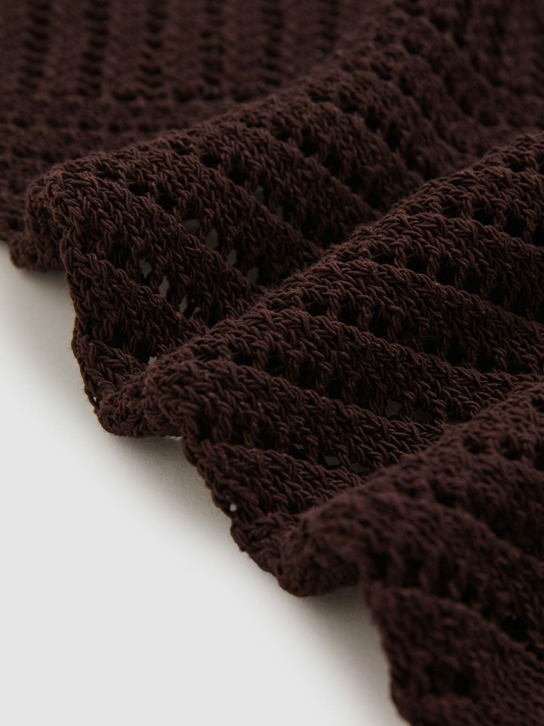 Cotton Blend Open Knit Vest Chocolate Brown | Womens