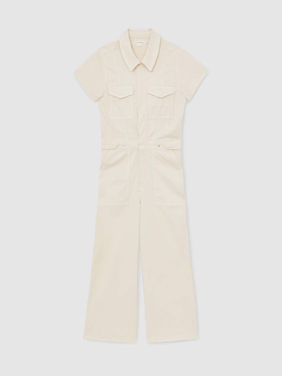 Good American Cotton Twill Jumpsuit with Stretch Ecru | Womens