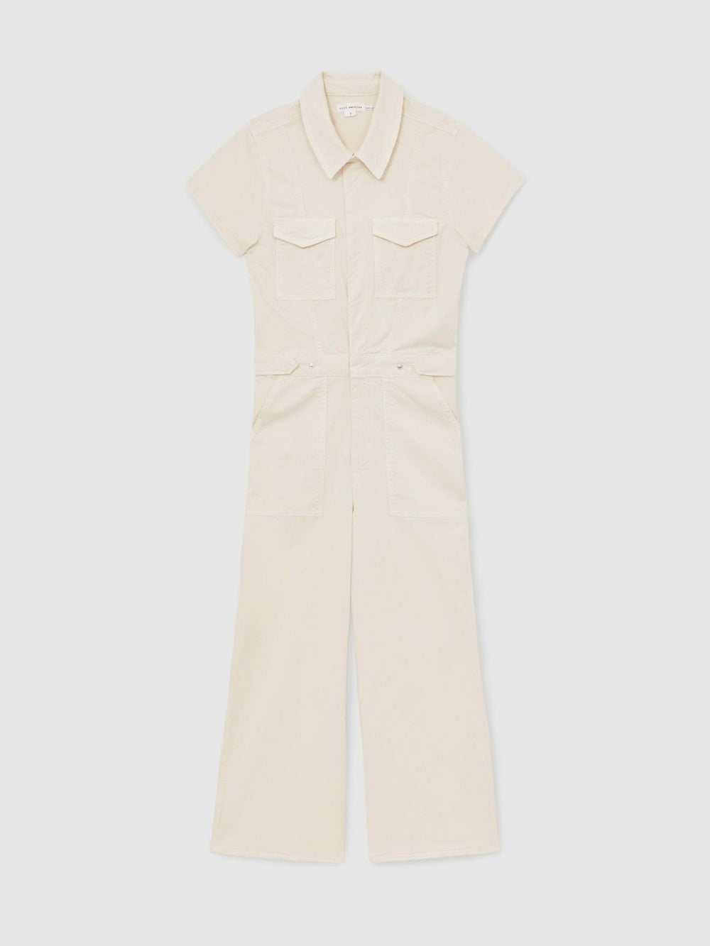 Good American Cotton Twill Jumpsuit with Stretch Ecru | Womens
