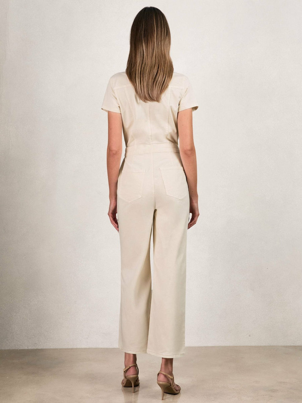 Good American Cotton Twill Jumpsuit with Stretch Ecru | Womens