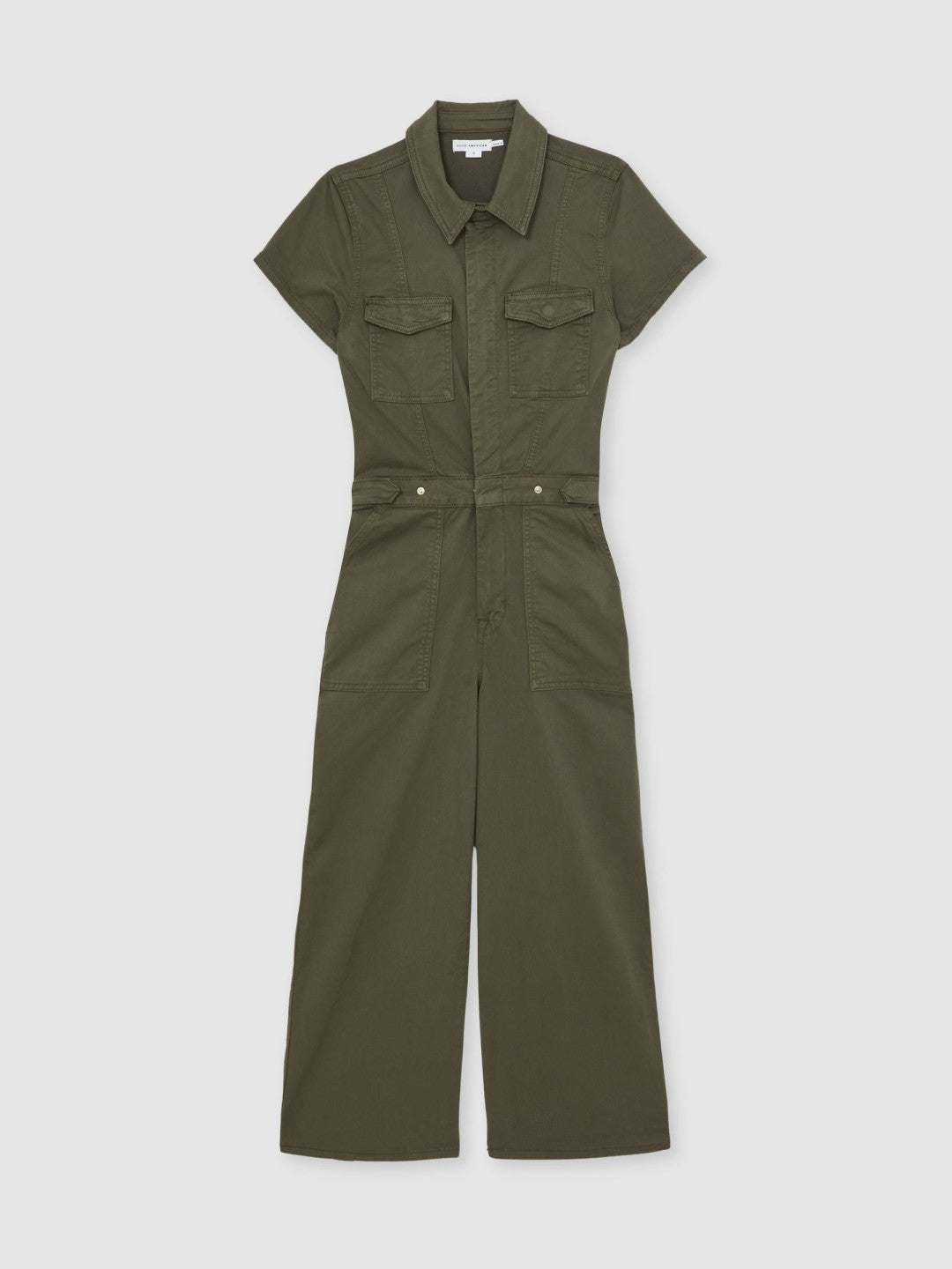 Good American Cotton Twill Jumpsuit with Stretch Khaki | Womens