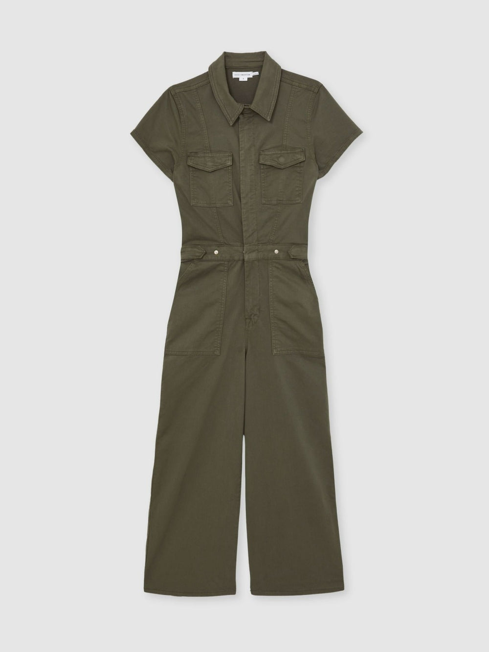 Good American Cotton Twill Jumpsuit with Stretch Khaki | Womens