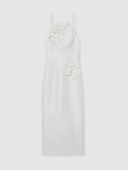 Acler Ivory Petal Detail Fitted Midi Dress Ivory | Womens