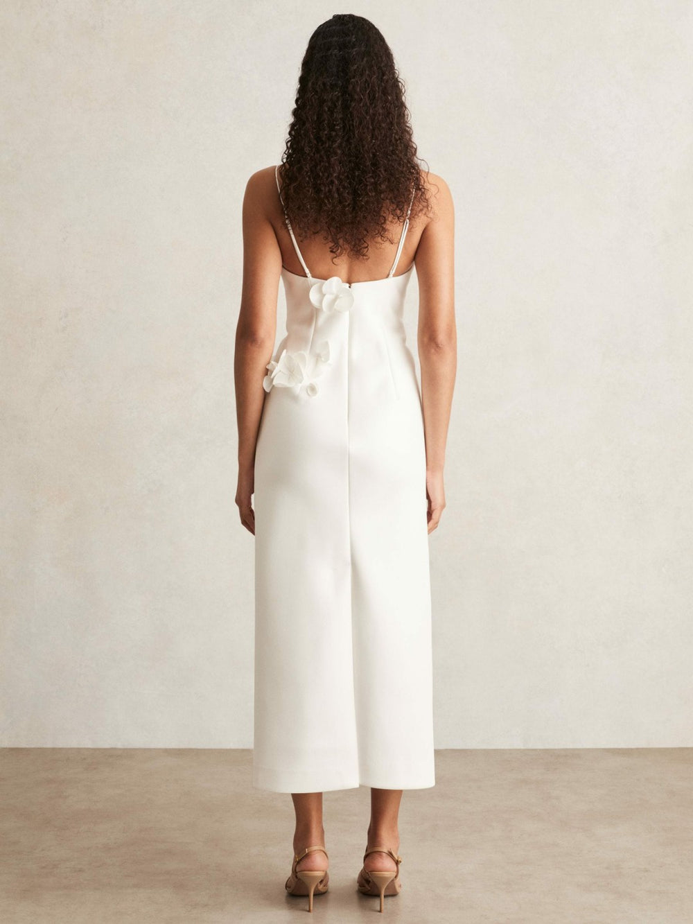 Acler Ivory Petal Detail Fitted Midi Dress Ivory | Womens