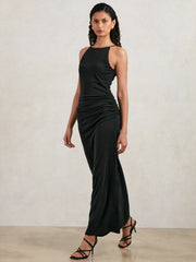 Acler Jersey Draped Midi Dress Black | Womens