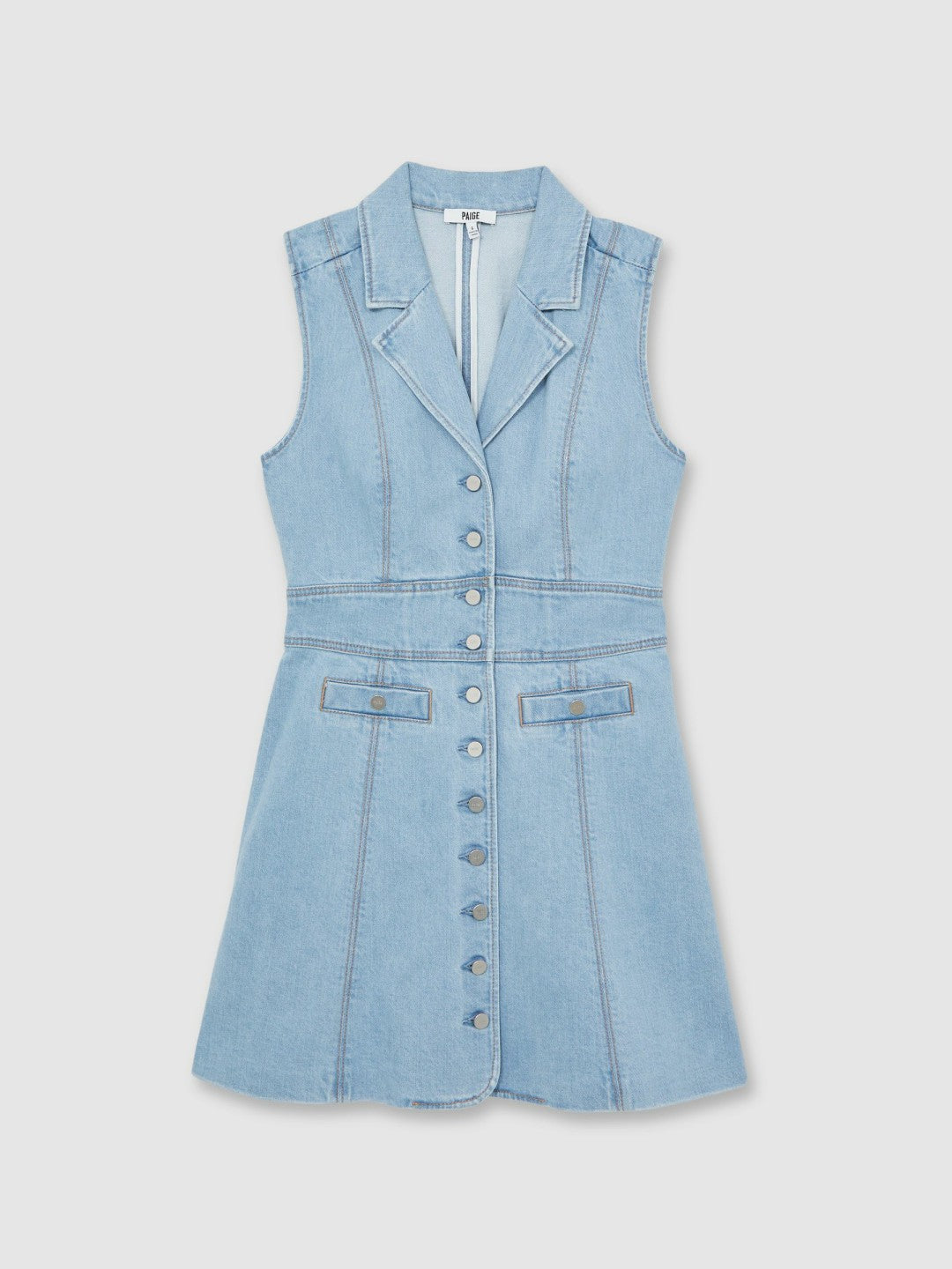 Paige Denim Button-Through Mini Dress Jocelyn Blue | Womens