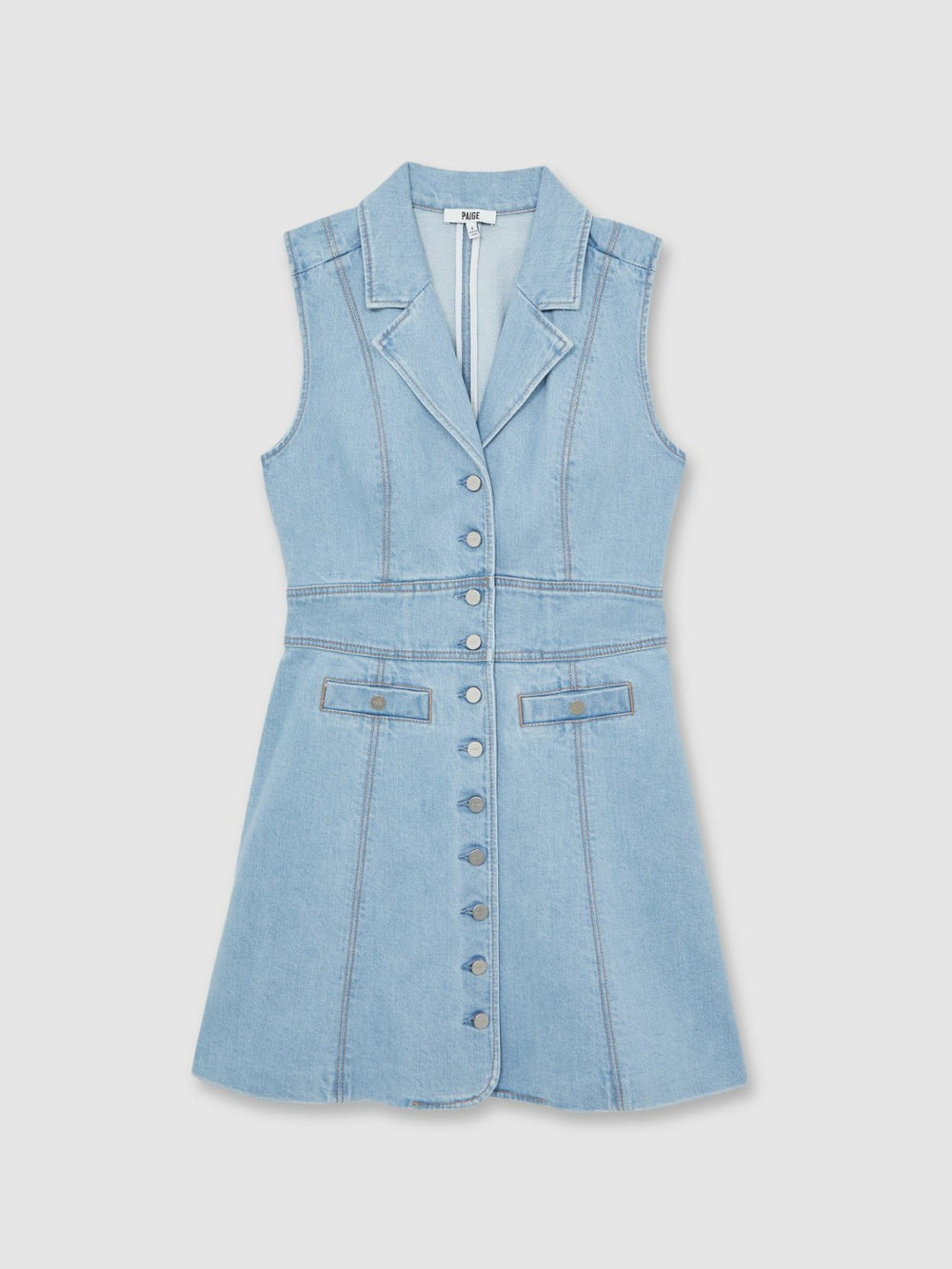 Paige Denim Button-Through Mini Dress Jocelyn Blue | Womens