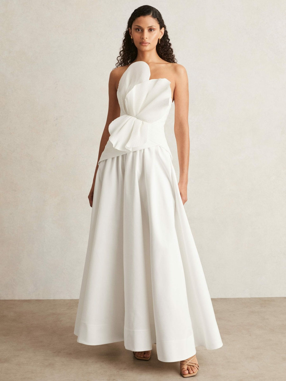Acler Ivory Plissé Fan Strapless Maxi Dress Ivory | Womens