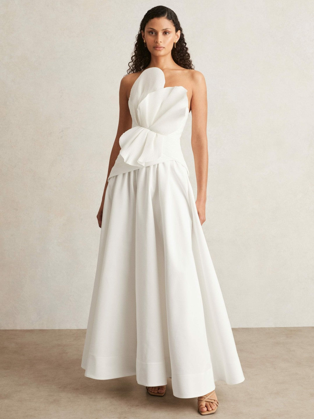Acler Ivory Plissé Fan Strapless Maxi Dress Ivory | Womens