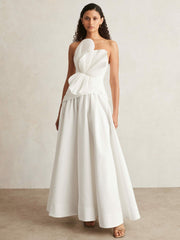Acler Ivory Plissé Fan Strapless Maxi Dress Ivory | Womens