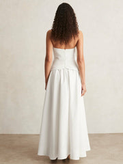 Acler Ivory Plissé Fan Strapless Maxi Dress Ivory | Womens