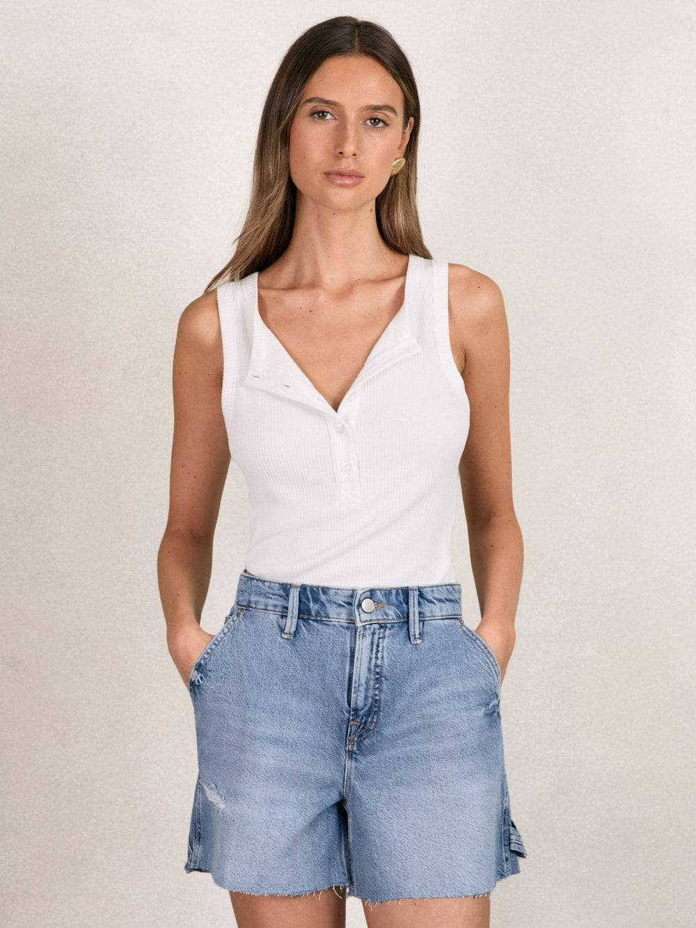 90S Long 100% Cotton Shorts Indigo Blue | Womens