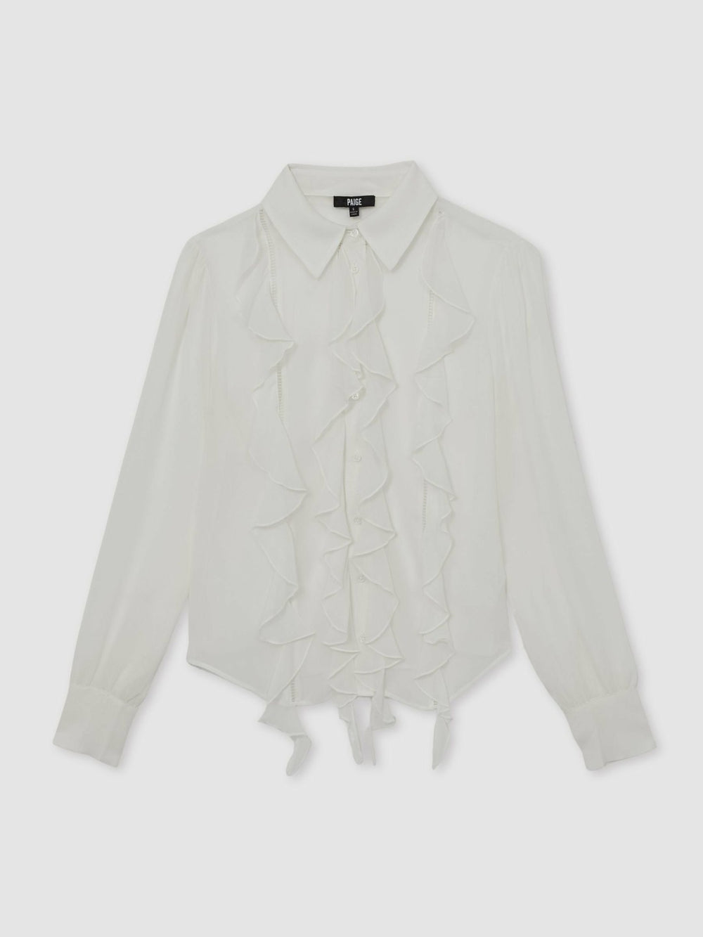 Paige Silk Georgette Ruffle Trim Shirt White | Womens