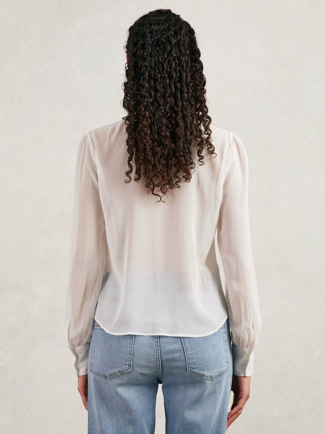 Paige Silk Georgette Ruffle Trim Shirt White | Womens