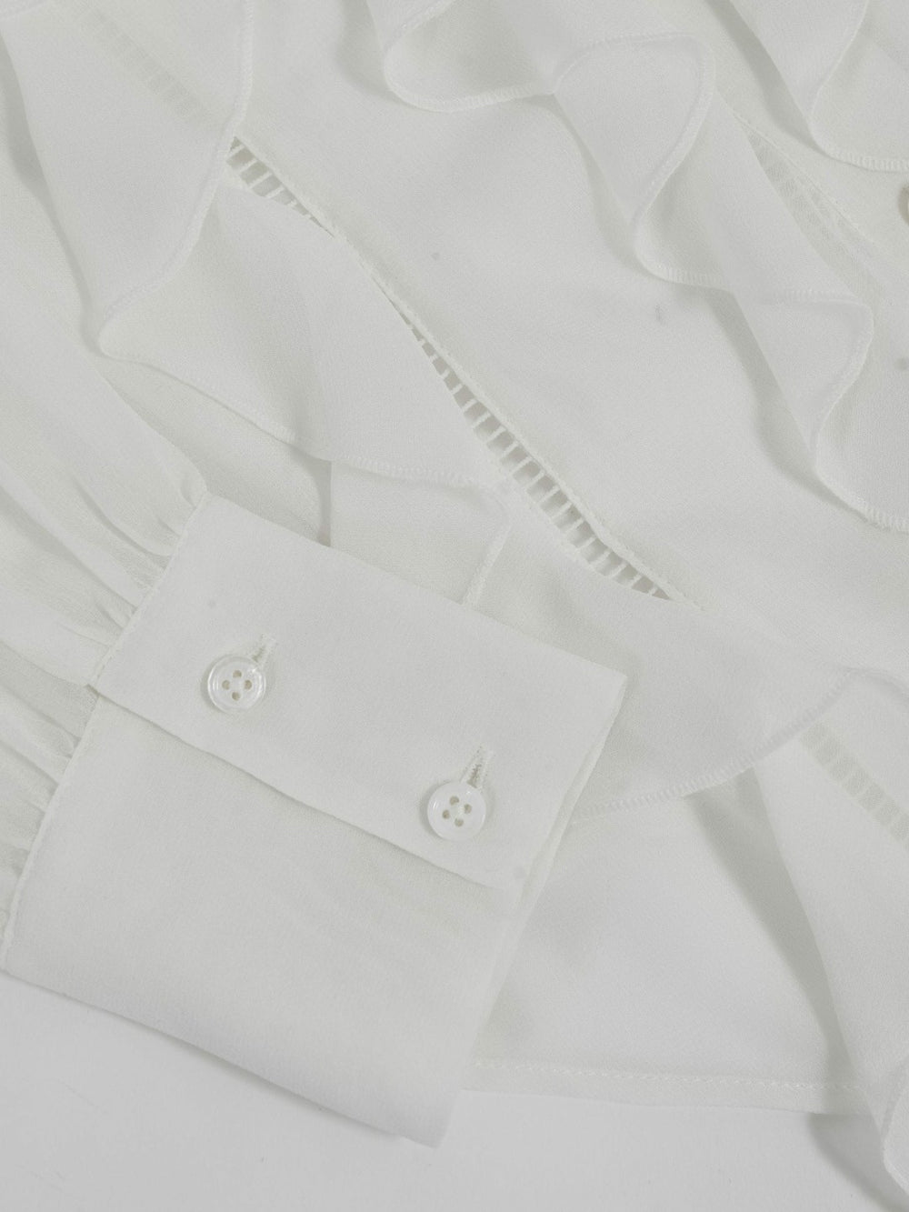 Paige Silk Georgette Ruffle Trim Shirt White | Womens