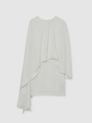 Halston Mini Ivory Asymmetric Cape Dress Ivory | Womens