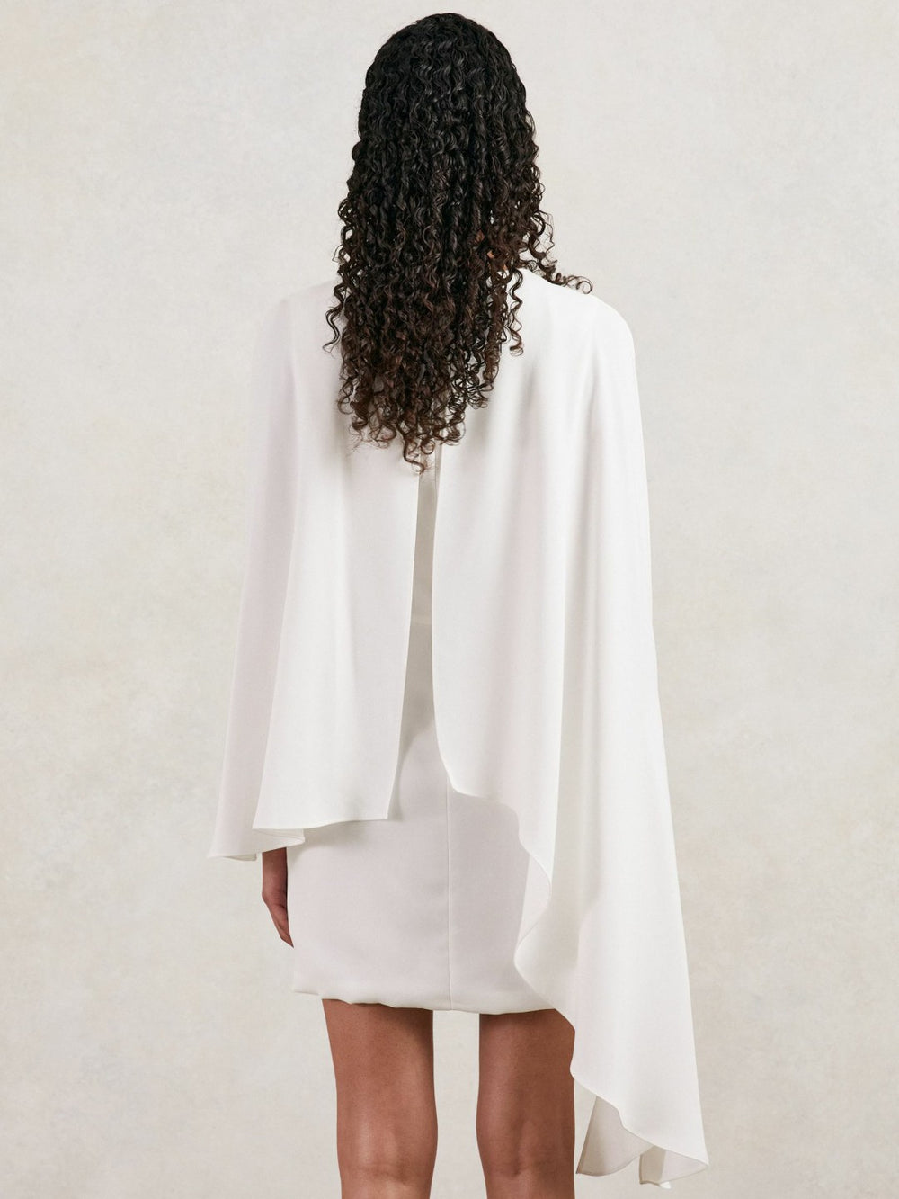 Halston Mini Ivory Asymmetric Cape Dress Ivory | Womens