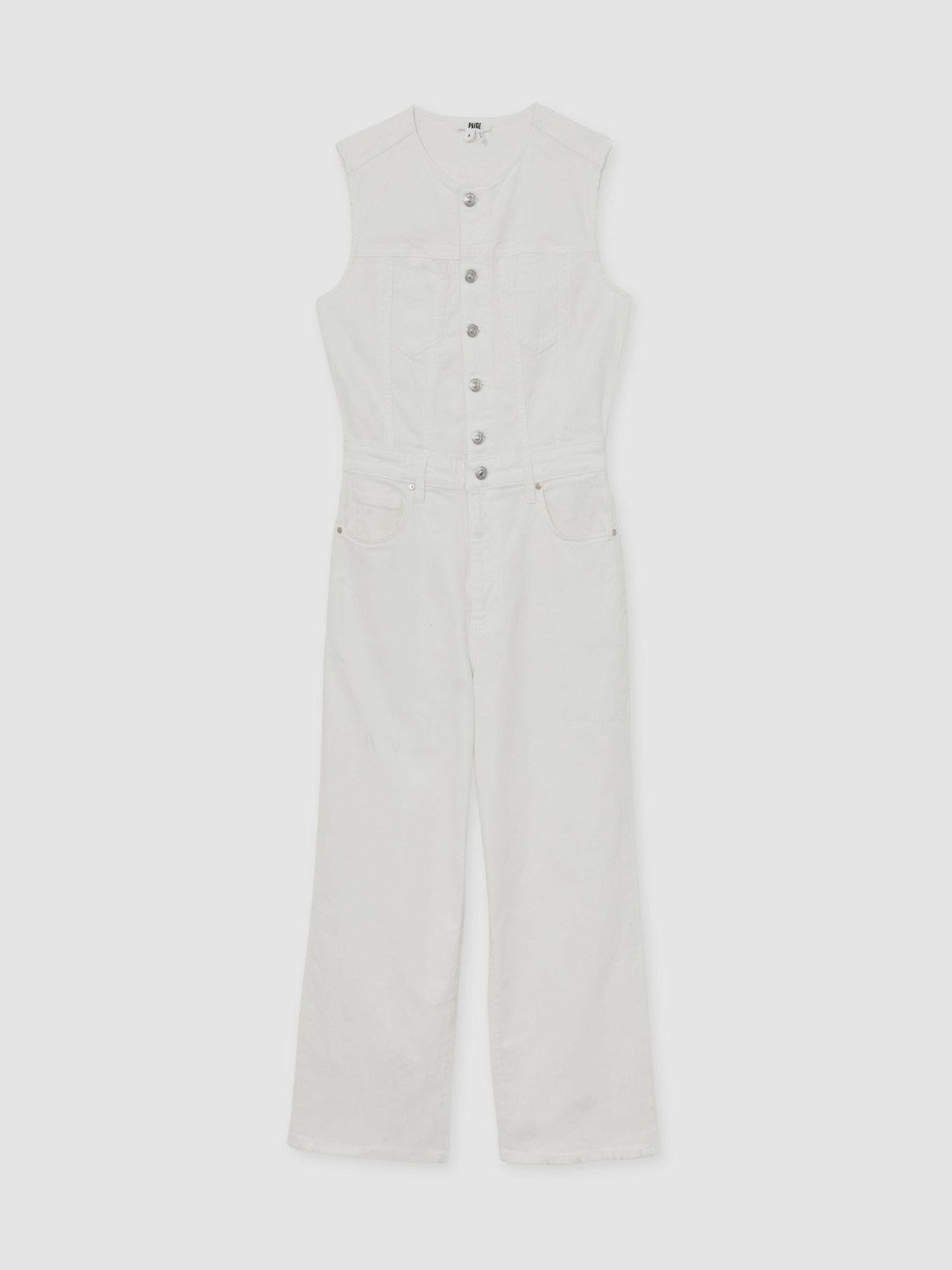 Paige Denim Straight Leg Jumpsuit Ecru | Womens