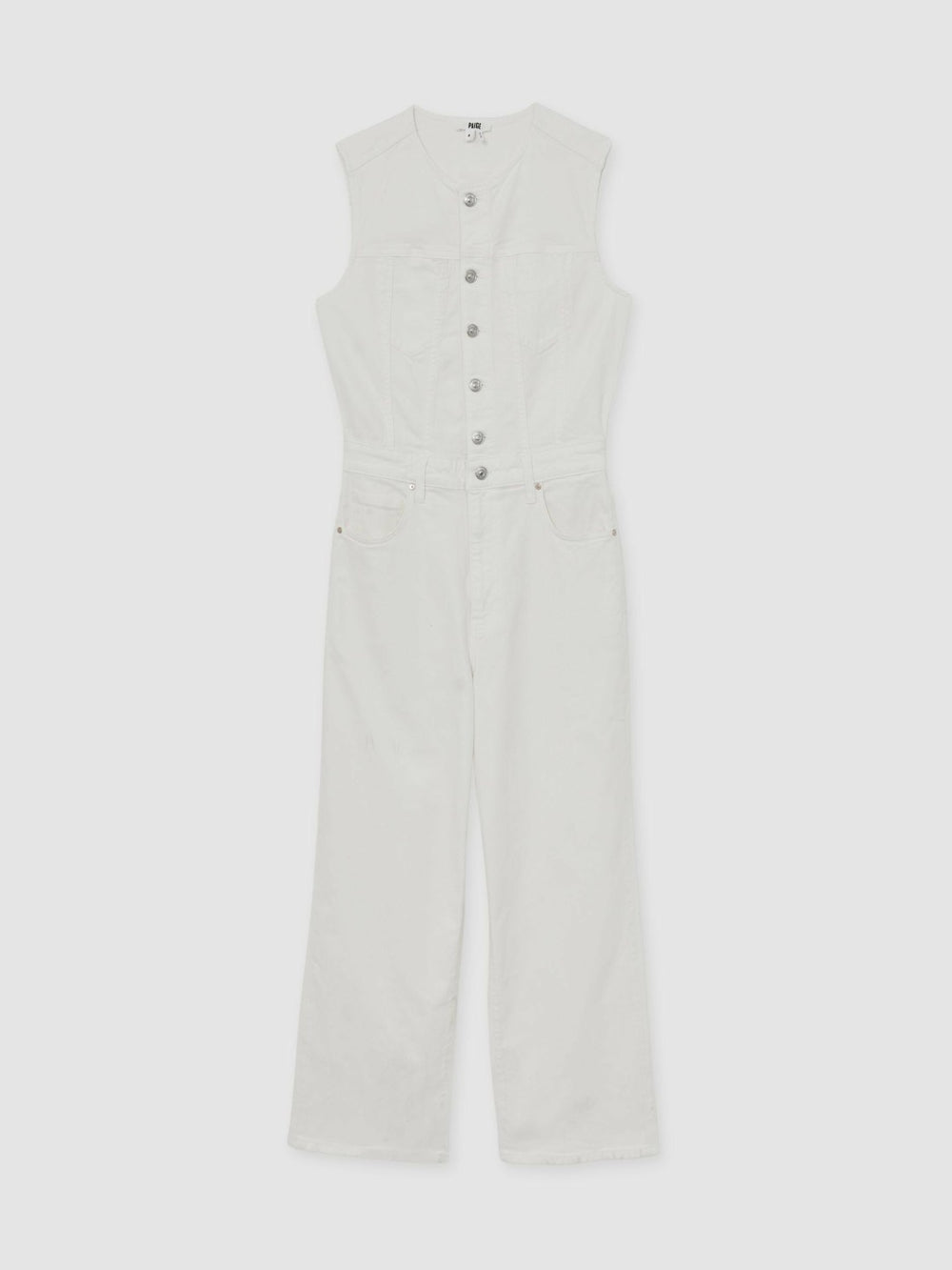 Paige Denim Straight Leg Jumpsuit Ecru | Womens