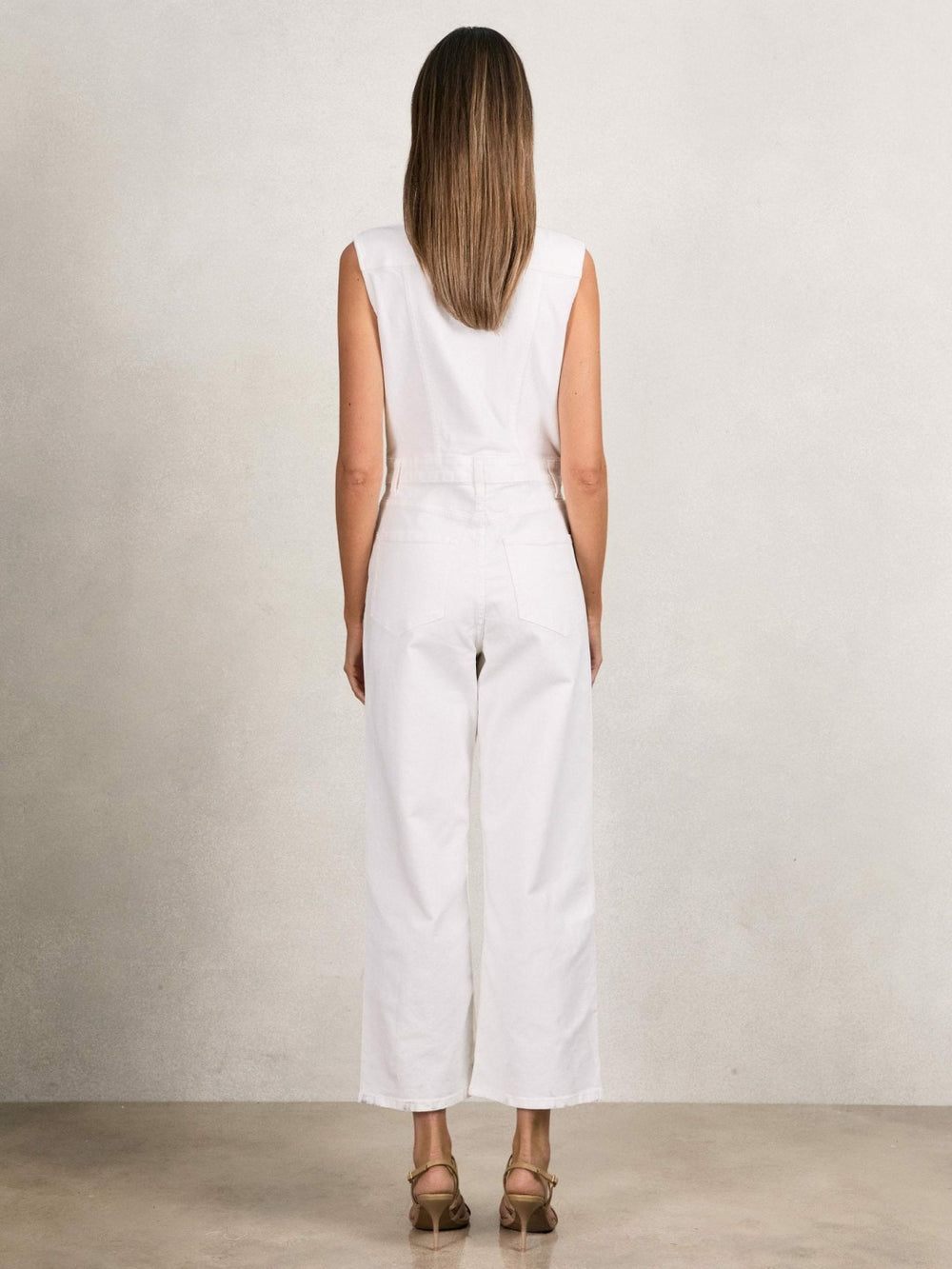 Paige Denim Straight Leg Jumpsuit Ecru | Womens