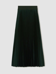 Pleated Midi Skirt Dark Green | Womens