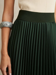 Pleated Midi Skirt Dark Green | Womens