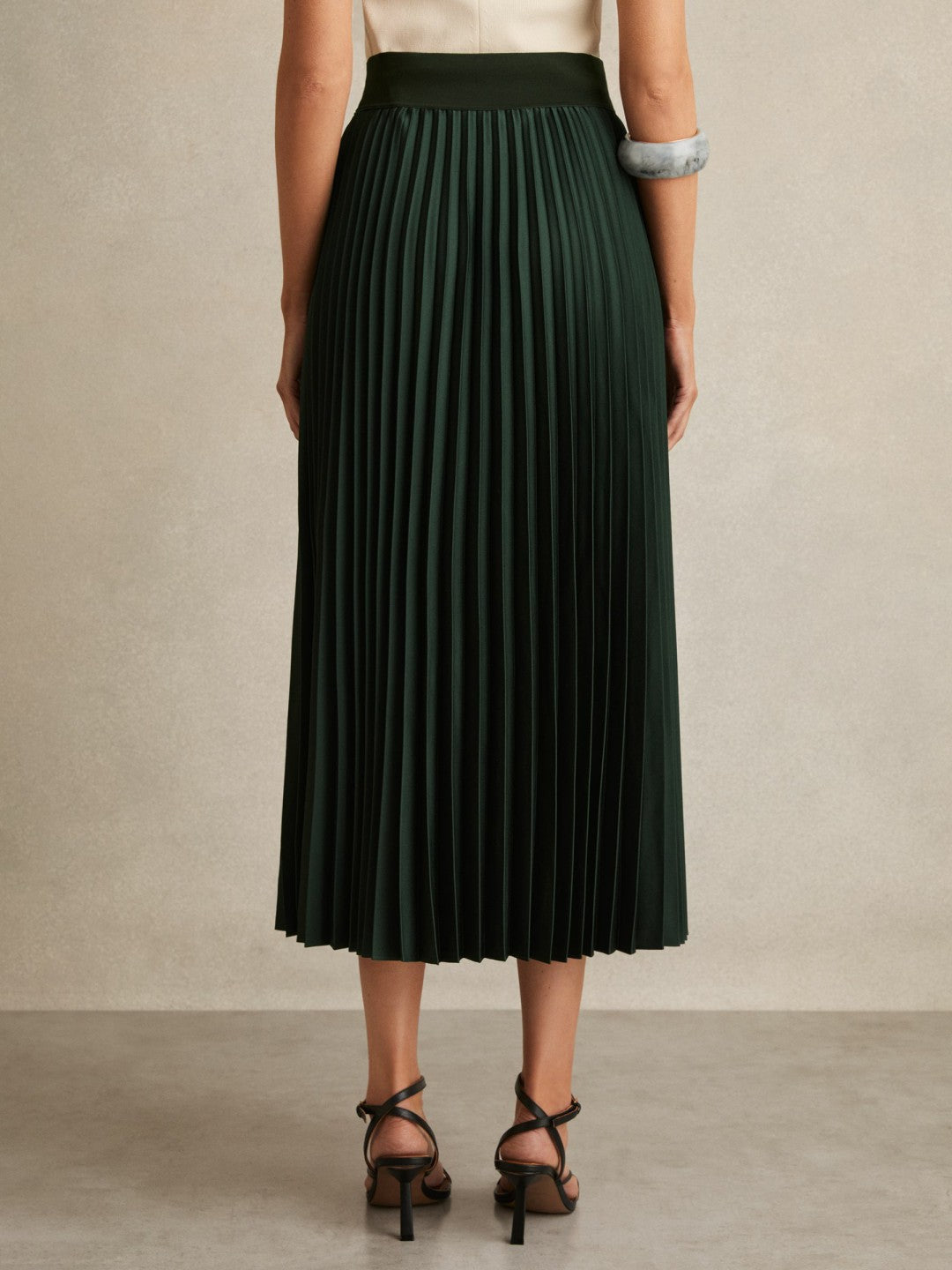 Pleated Midi Skirt Dark Green | Womens