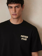 | Ché Cotton Palm-Print T-Shirt Black | Mens