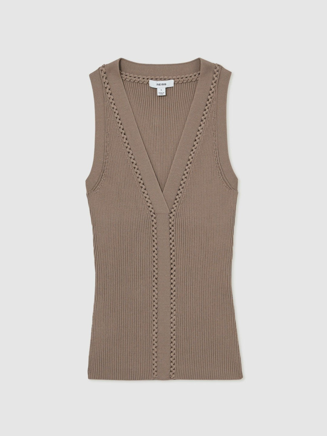 Craft-Stitch Rib-Knit Vest Mink | Womens