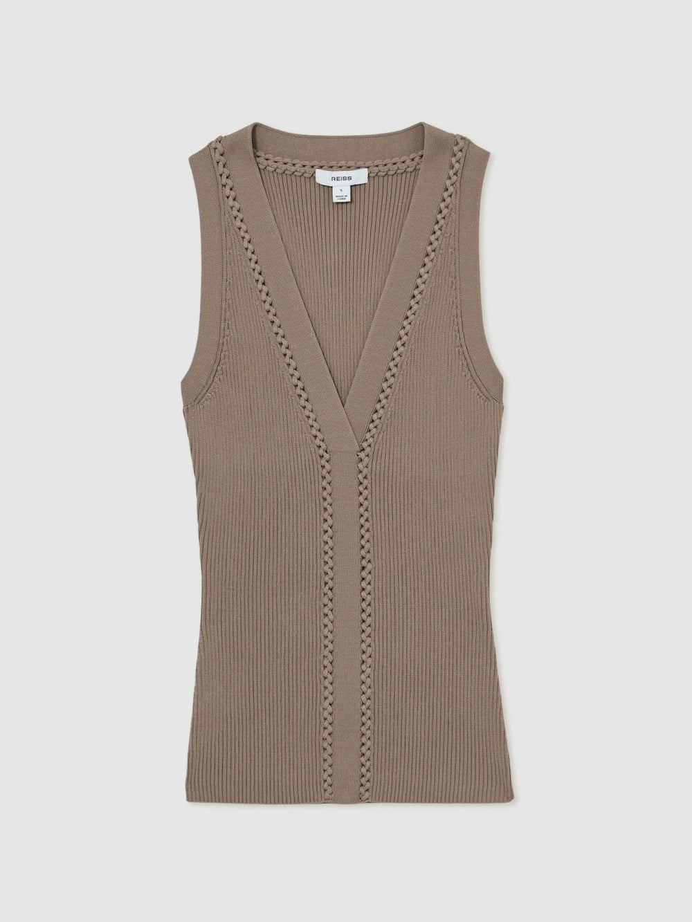Craft-Stitch Rib-Knit Vest Mink | Womens