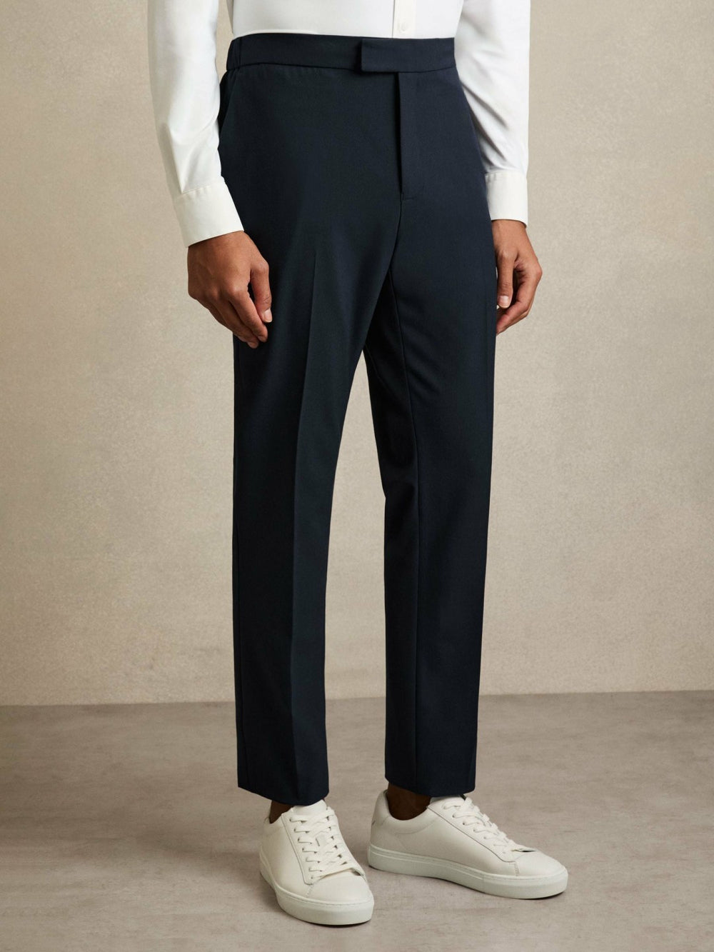 Slim-Fit Internal-Drawstring Trousers Navy | Mens
