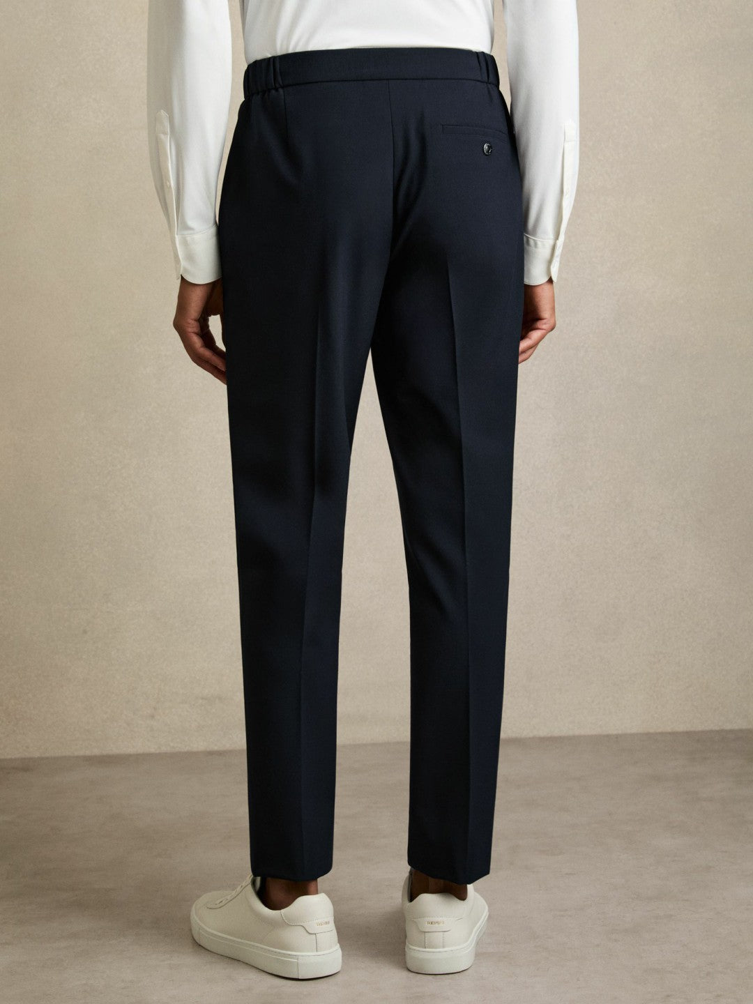 Slim-Fit Internal-Drawstring Trousers Navy | Mens