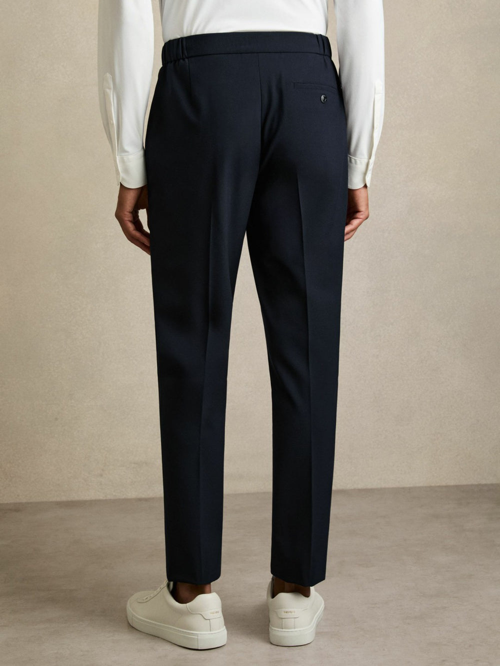 Slim-Fit Internal-Drawstring Trousers Navy | Mens