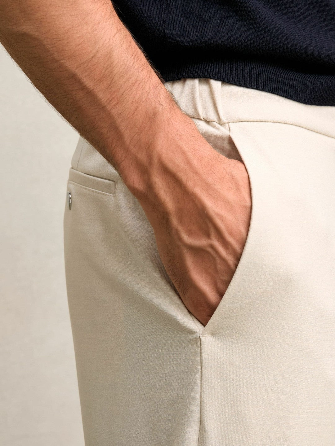 Slim-Fit Internal-Drawstring Trousers Stone | Mens