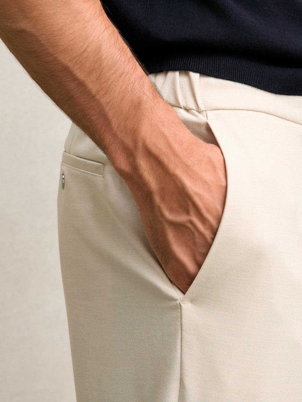 Slim-Fit Internal-Drawstring Trousers Stone | Mens
