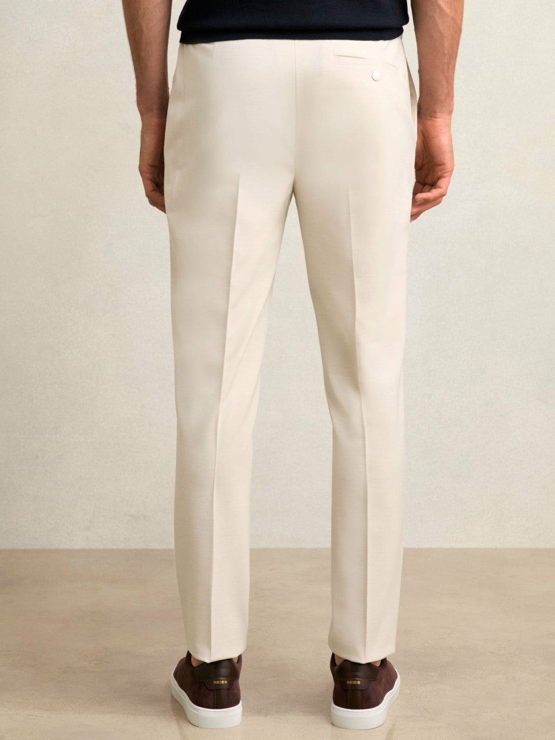 Slim-Fit Internal-Drawstring Trousers Stone | Mens